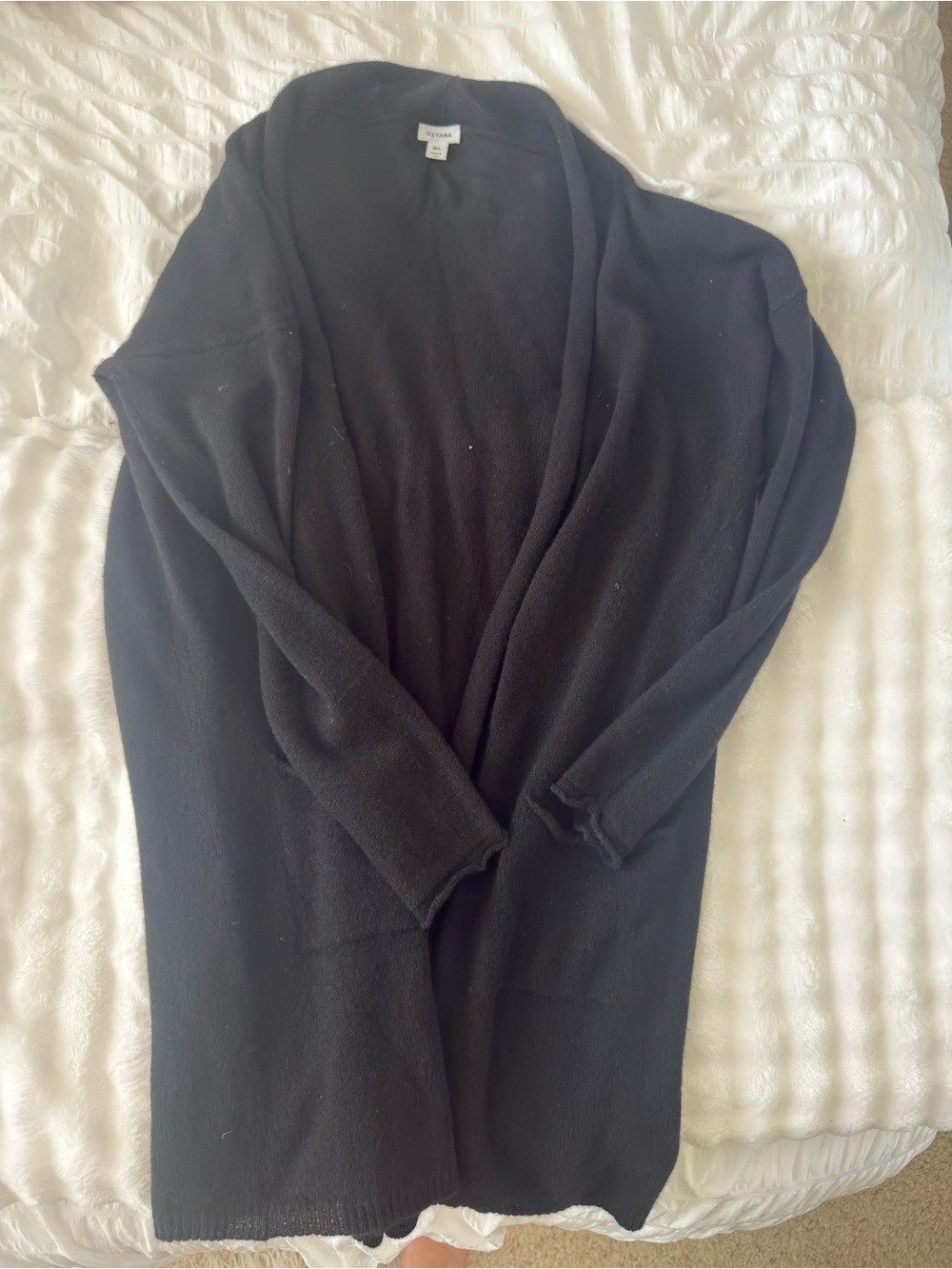 Cuyana Cashmere Black Open-Front Women’s Sweater Cardigan